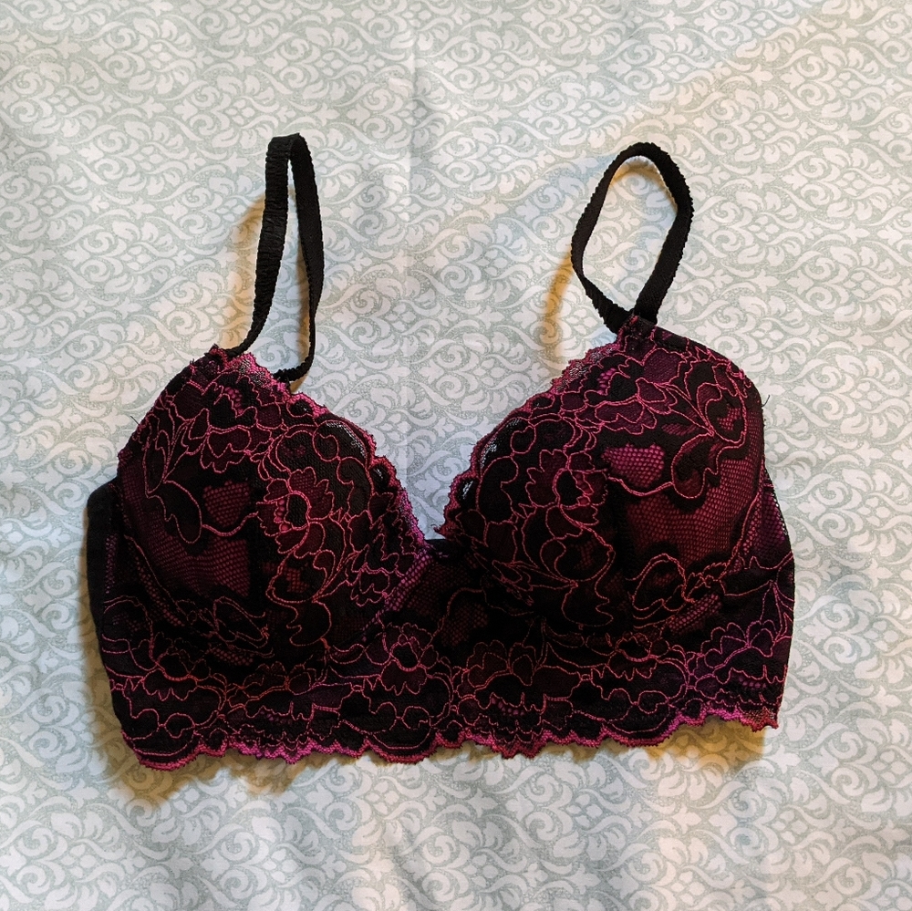 josie natori underwire bra 32C back pink lace